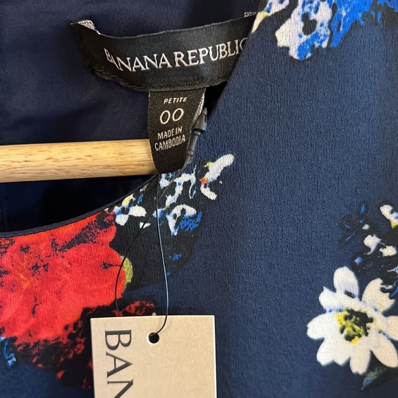Banana Republic Navy Floral Dress Size 0 Petite - Picture 2 of 7